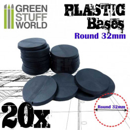Plastové podstavce Plastic Bases - Round 32 mm čierne (20 ks)